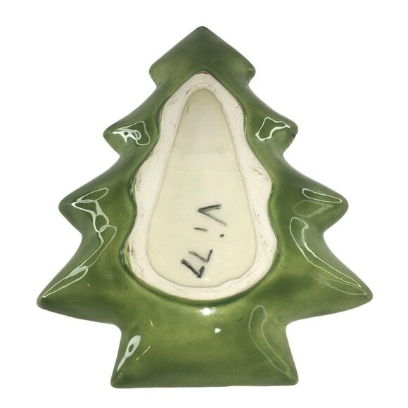Christmas Tree Red Green Spotted Splatter Candy Dish Ceramic Tray Decor - Picture 2 of 2